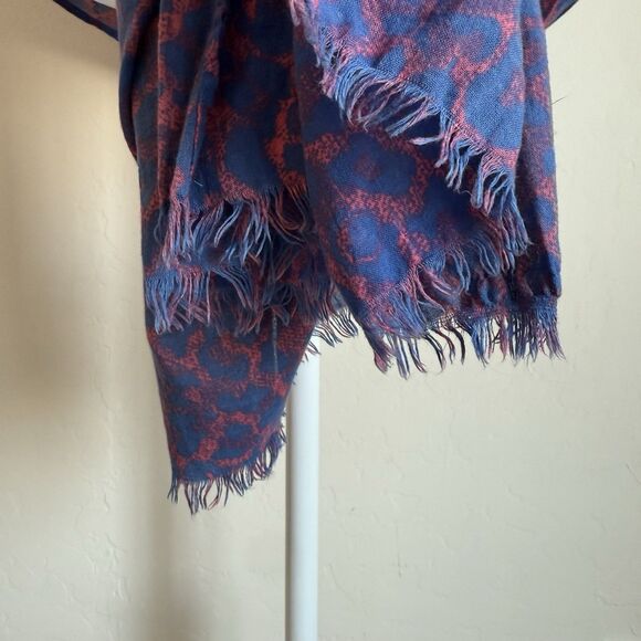 Leopard Cheetah Animal Print Blue & Pink Scarf Wrap Shawl Festival Artsy Boho - Picture 7 of 7